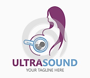 Ultrasound diagnostics logo. Medical research, gynecology clinic, polyclinics, obstetrics and hospitals, vector design and illustr