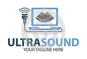 Ultrasound diagnostics logo. Medical research, gynecology clinic, polyclinics, obstetrics and hospitals, vector design and photo