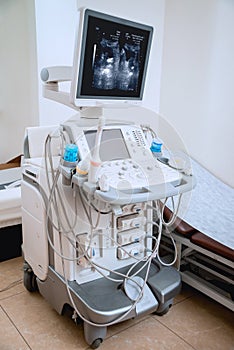 Ultrasound equipment. Diagnostics and sonography. Modern medical device.