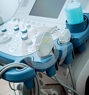 Ultrasound equipment. Diagnostics and sonography. Modern medical device.