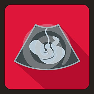 Ultrasound fetus icon, flat style