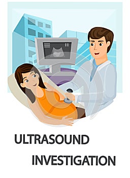 Ultrasound Foetus Diagnostics Vector Illustration