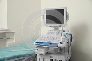 Ultrasound machine and examination table in hospital