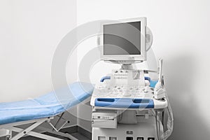 Ultrasound machine and examination table in hospital