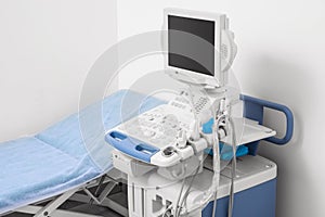 Ultrasound machine and examination table in hospital