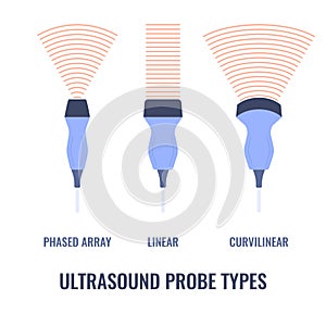 Ultrasound probe transducers set for sonography diagram
