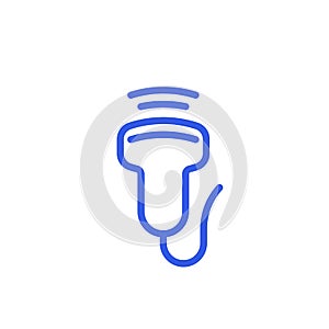 ultrasound, sonography line icon on white vector
