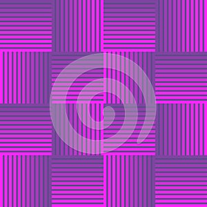 Ultraviolet checker patterns composed of stripped squares, 3d illusion, optical art design, seamless abstract background