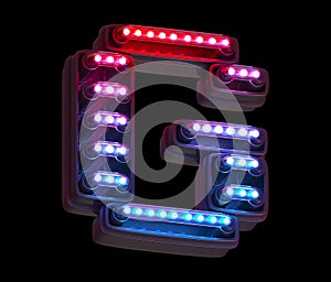 Ultraviolet light digital font. Letter G