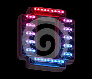 Ultraviolet light digital font. Letter O