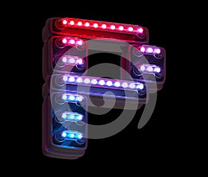 Ultraviolet light digital font. Letter P