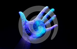 Ultraviolet Light On a Hand Showing Bacteria Growth