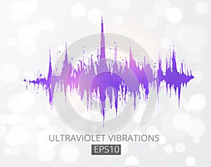 Ultraviolet purple amplitude modulation. Spectrum analyzer, music equalizer, sound wave. Color of the year 2018