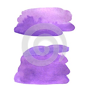 Ultraviolet watercolor backgrounds. Painted texture isolated on white. Printble abstract decorations in purple color