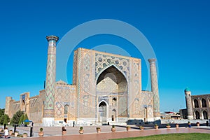 Ulugh Beg Madrasa at Registan in Samarkand, Uzbekistan. It is part of the World Heritage Site.