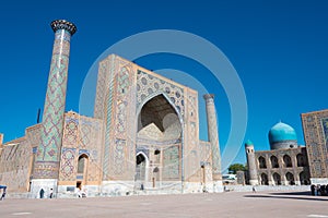 Ulugh Beg Madrasa at Registan in Samarkand, Uzbekistan. It is part of the World Heritage Site.