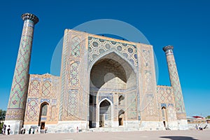 Ulugh Beg Madrasa at Registan in Samarkand, Uzbekistan. It is part of the World Heritage Site.
