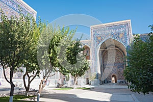 Ulugh Beg Madrasa at Registan in Samarkand, Uzbekistan. It is part of the World Heritage Site.