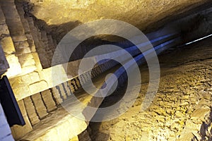 Ulugh Beg Observatory tunnel with Section of Meridian Arc in Samarkand, Uzbekistan