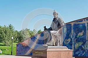 Ulugh Beg Statue at Ulugh Beg Observatory in Samarkand, Uzbekistan. It is part of the World Heritage Site.
