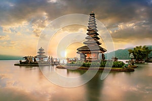 Ulun Danu Beratan Temple on sunrise