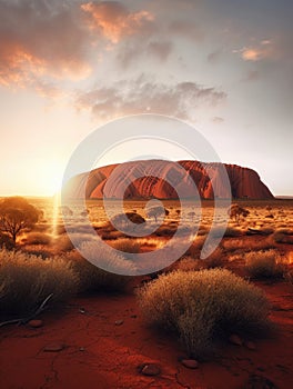 Uluru, australia at sunset