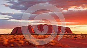 Uluru glowing red in sunlight photo