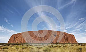 Uluru. Is a large sandstone rock formation located in Uluru-Kata Tjuta National Park, Northern Territory, Australia