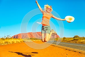 Uluru woman jumping