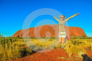 Uluru woman jumping