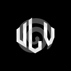 ULV letter logo design with polygon shape. ULV polygon and cube shape logo design. ULV hexagon vector logo template white and