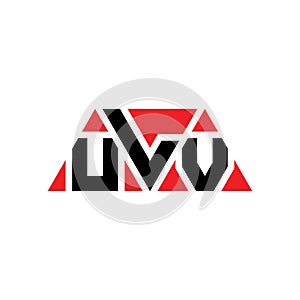 ULV triangle letter logo design with triangle shape. ULV triangle logo design monogram. ULV triangle vector logo template with red