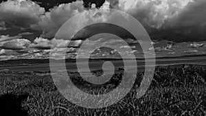 Ulverston beach morecambe bay ,dramatic skies -clouds-monochrome-cloudscape