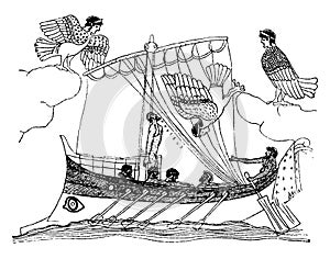 Ulysses and Sirens vintage illustration