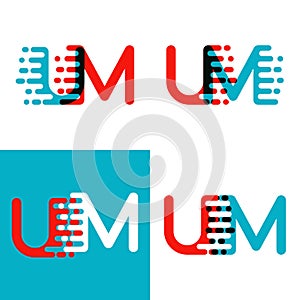 UM letters logo with accent speed red and blue photo