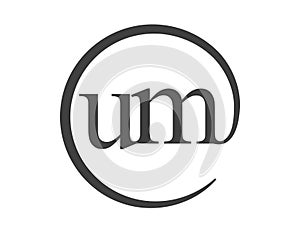 UM logo from two letter with circle shape email sign style. U and M round logotype of business company photo