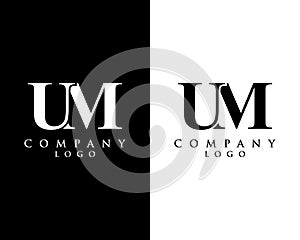 UM, MU letter logo design with black and white color that can be used for creative business and company