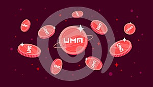 UMA coins falling from the sky. UMA cryptocurrency concept banner background photo