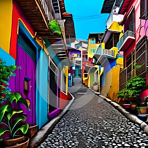 Linda IlustraÃ§Ã£o Colorida Desenho Favela photo