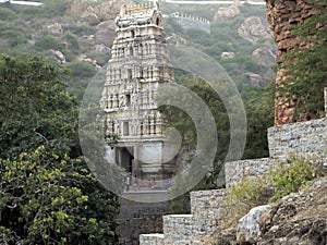 Uma Maheswara temple gopuram at Yaganti, Andhra Pradesh, India. photo