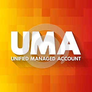 UMA - Unified Managed Account acronym, business concept background