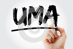 UMA - Unified Managed Account acronym with marker, business concept background