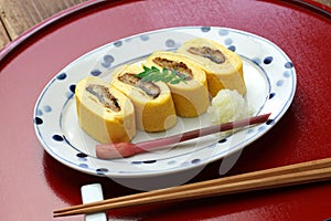 Umaki, japanese eel rolled omelet,