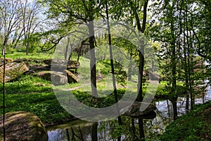 Uman. Sofievsky park in the morning. Deep in the park