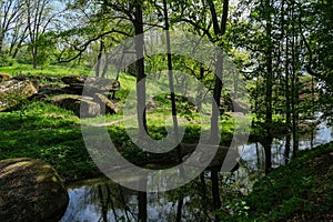 Uman. Sofievsky park in the morning. Deep in the park