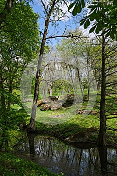 Uman. Sofievsky park in the morning. Deep in the park