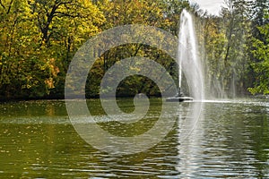 Uman, Ukraine, fountain in autumn Sofievka park