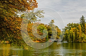 Uman, Ukraine: lake in autumn Sofiyivsky park