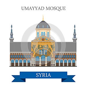 Umayyad Mosque in Damascus Syria vector flat attraction travel