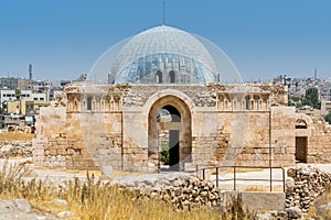 Umayyad Palace in the Amman Citadel, a historical site at the center of downtown Amman, Jordan. Known in Arabic as Jabal al-Qal`a